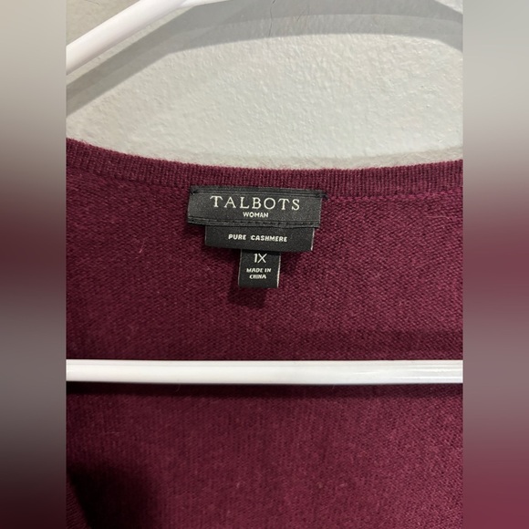 Talbots Woman Pure Cashmere Wrap Sweater Burgundy Wine V neck 1X - Picture 8 of 8